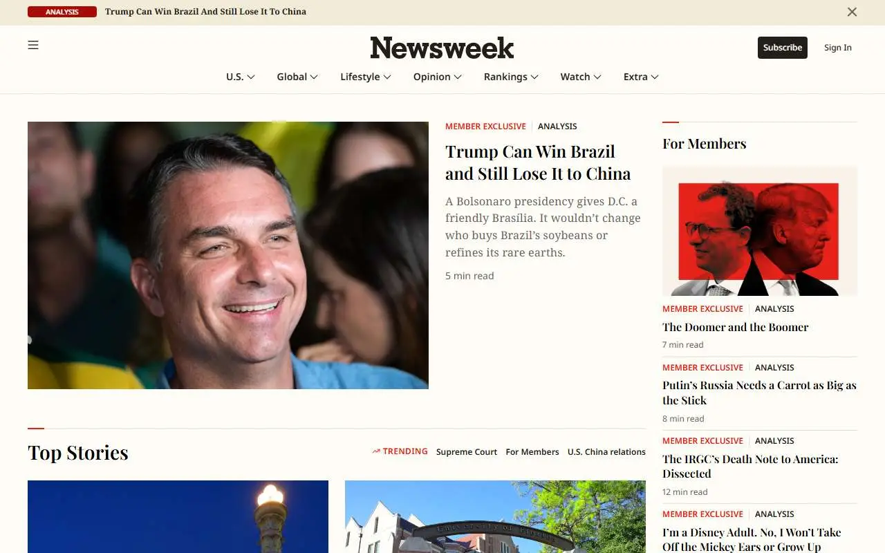 Tampilan website resmi Newsweek (newsweek.com)