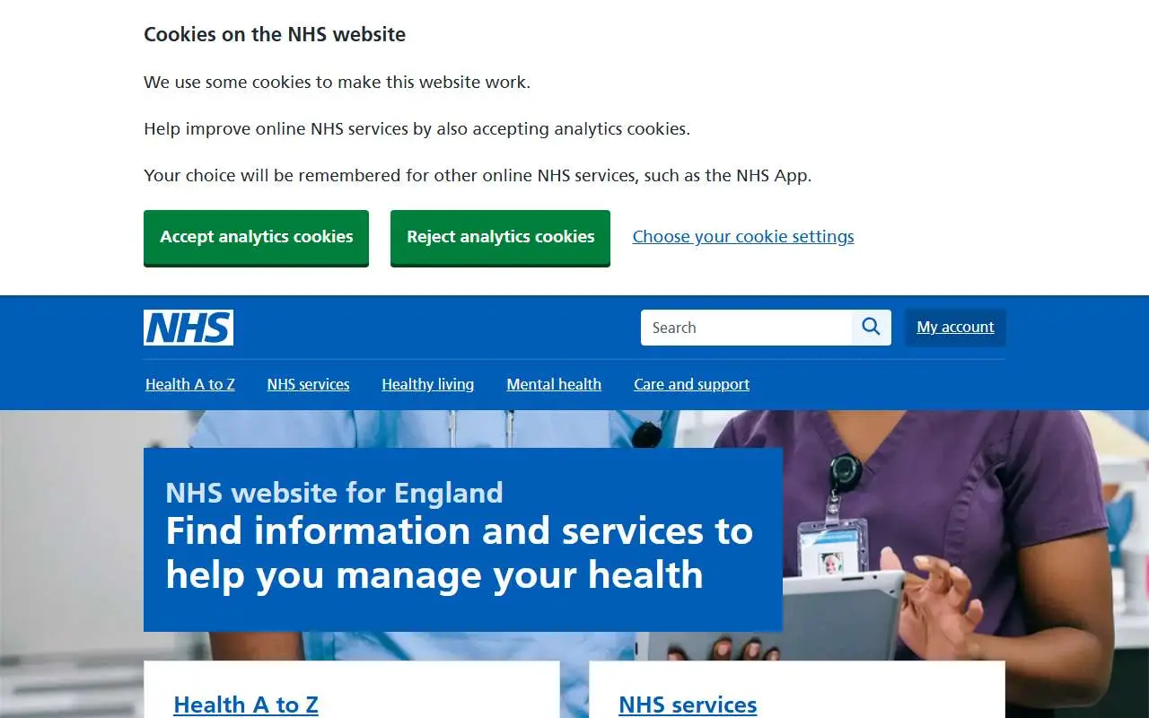 Tampilan website resmi NHS (nhs.uk)