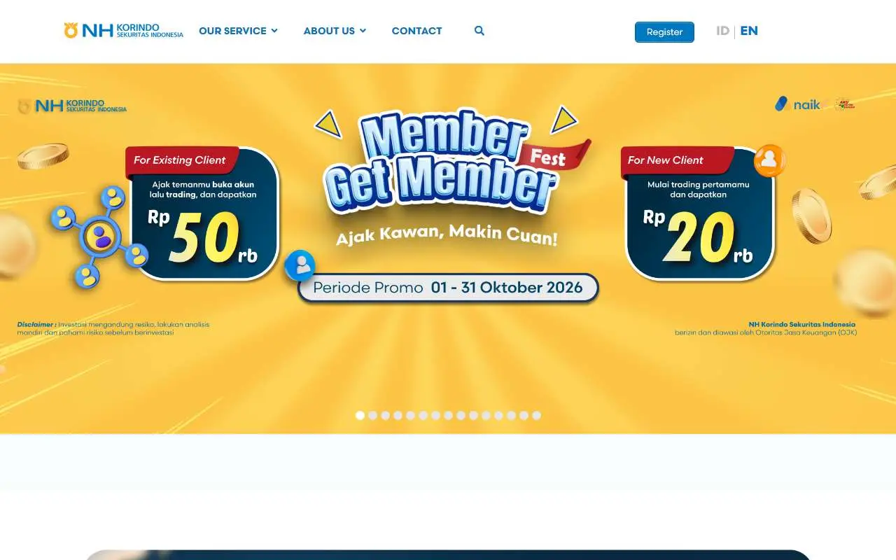 Tampilan website resmi NH Korindo Sekuritas (nhis.co.id)