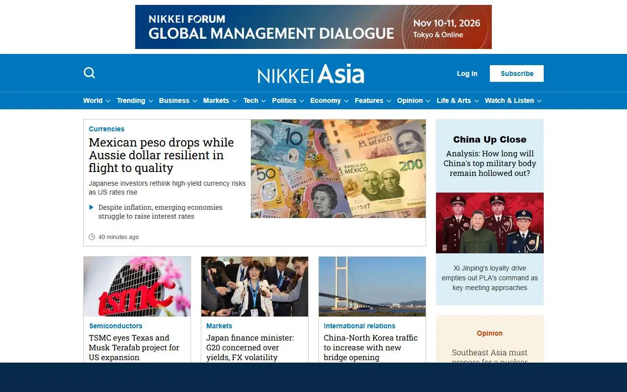 Tampilan website resmi Nikkei Asia (asia.nikkei.com)