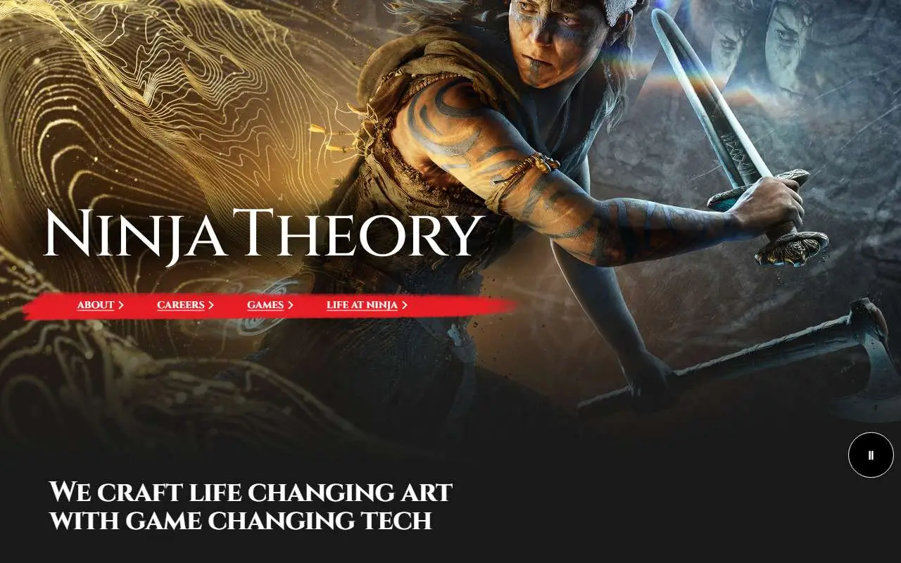 Tampilan website resmi Ninja Theory (ninjatheory.com)