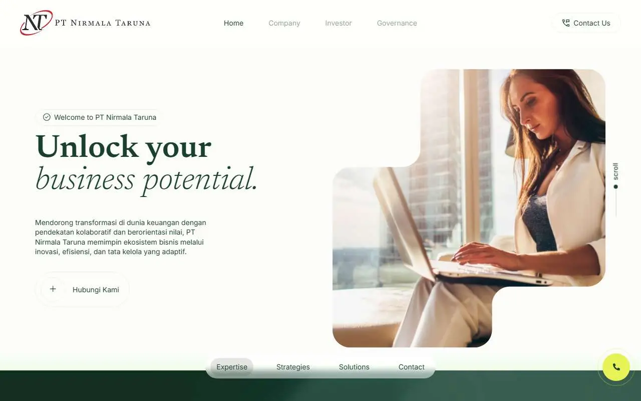Tampilan website resmi Nirmala Taruna (nirmalataruna.co.id)