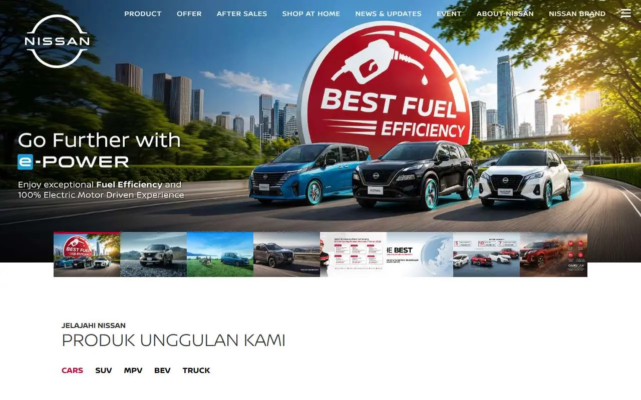 Tampilan website resmi Nissan Indonesia (nissan.co.id)