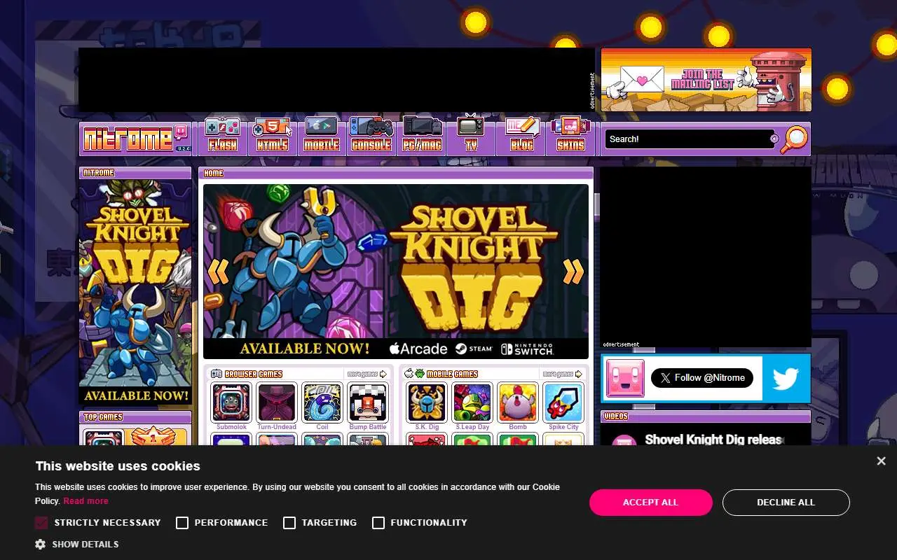 Tampilan website resmi Nitrome (nitrome.com)