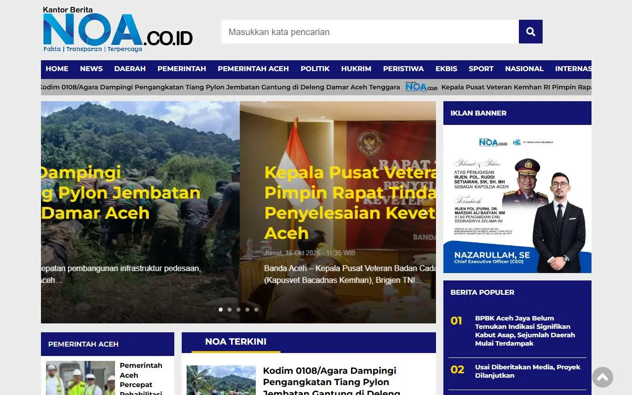 Tampilan website resmi NOA (noa.co.id)