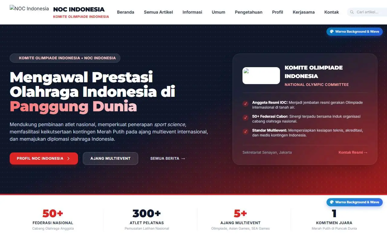 Tampilan website resmi NOC Indonesia (nocindonesia.or.id)