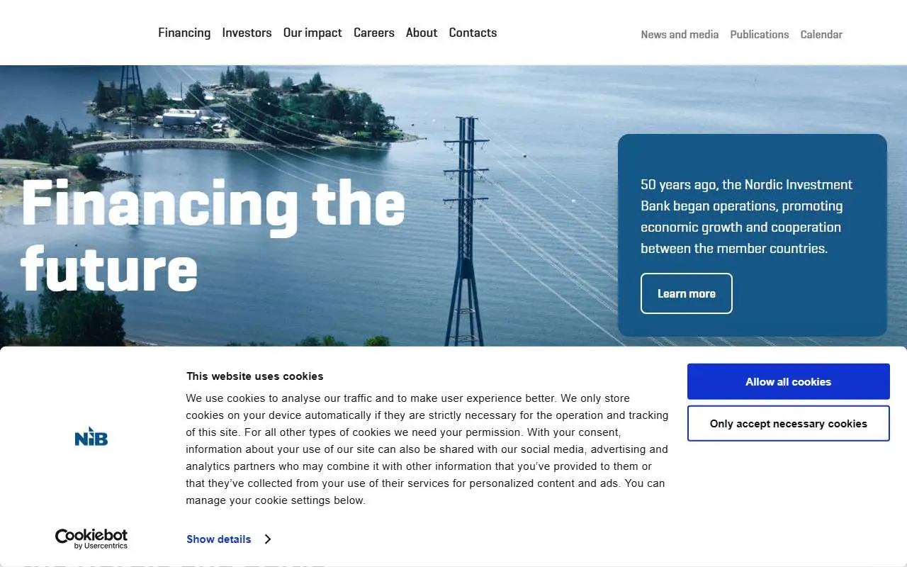 Tampilan website resmi Nordic Investment Bank (nib.int)