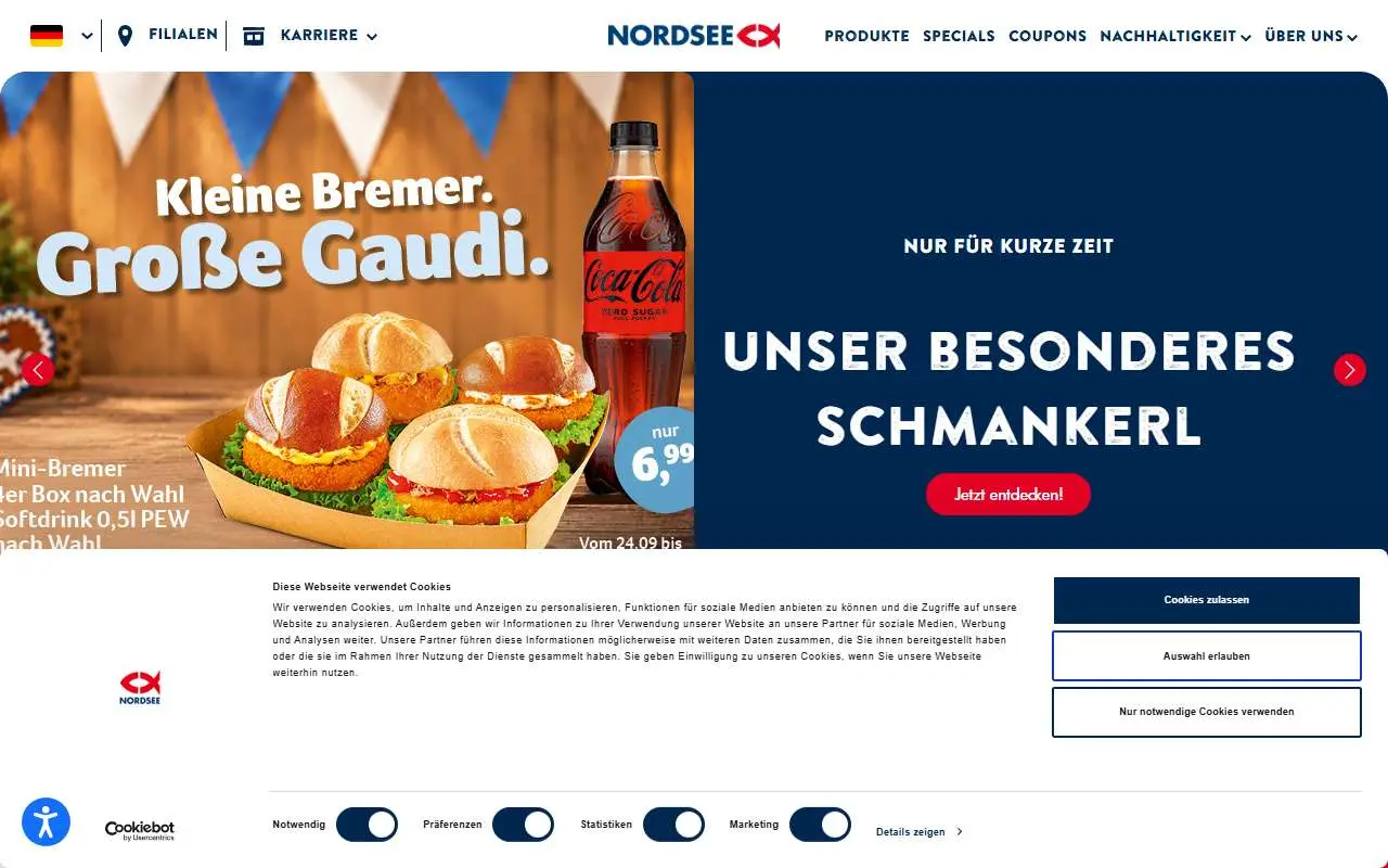 Tampilan website resmi Nordsee (nordsee.com)