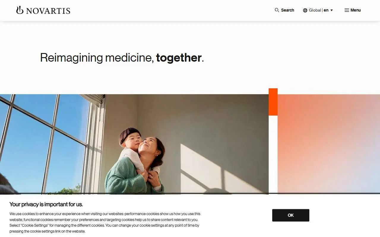 Tampilan website resmi Novartis (novartis.com)
