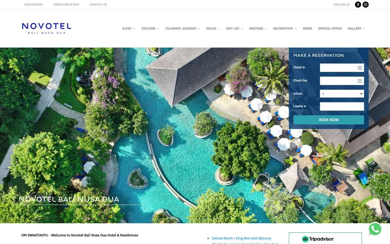 Tampilan website resmi Novotel Nusa Dua Bali Hotel & Resort (novotelnusaduabali.com)