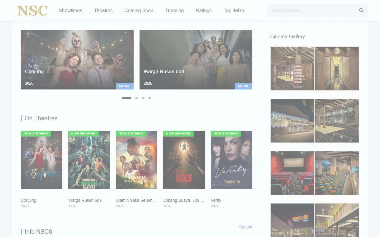 Tampilan website resmi New Star Cineplex (nsc8.com)