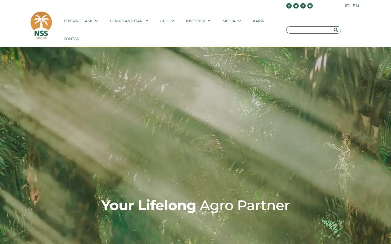 Tampilan website resmi Nusantara Sawit Sejahtera (nssgroup.id)