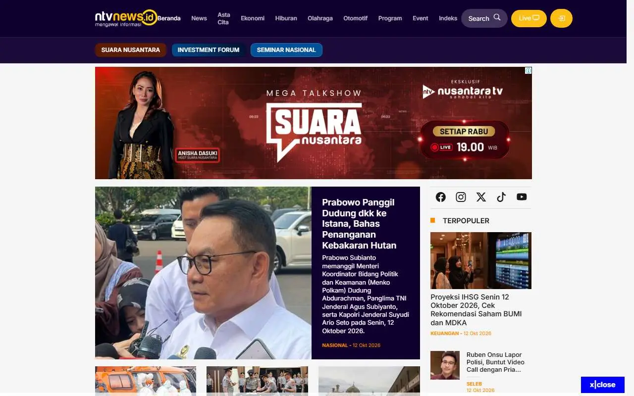 Tampilan website resmi NTVnews.id (ntvnews.id)