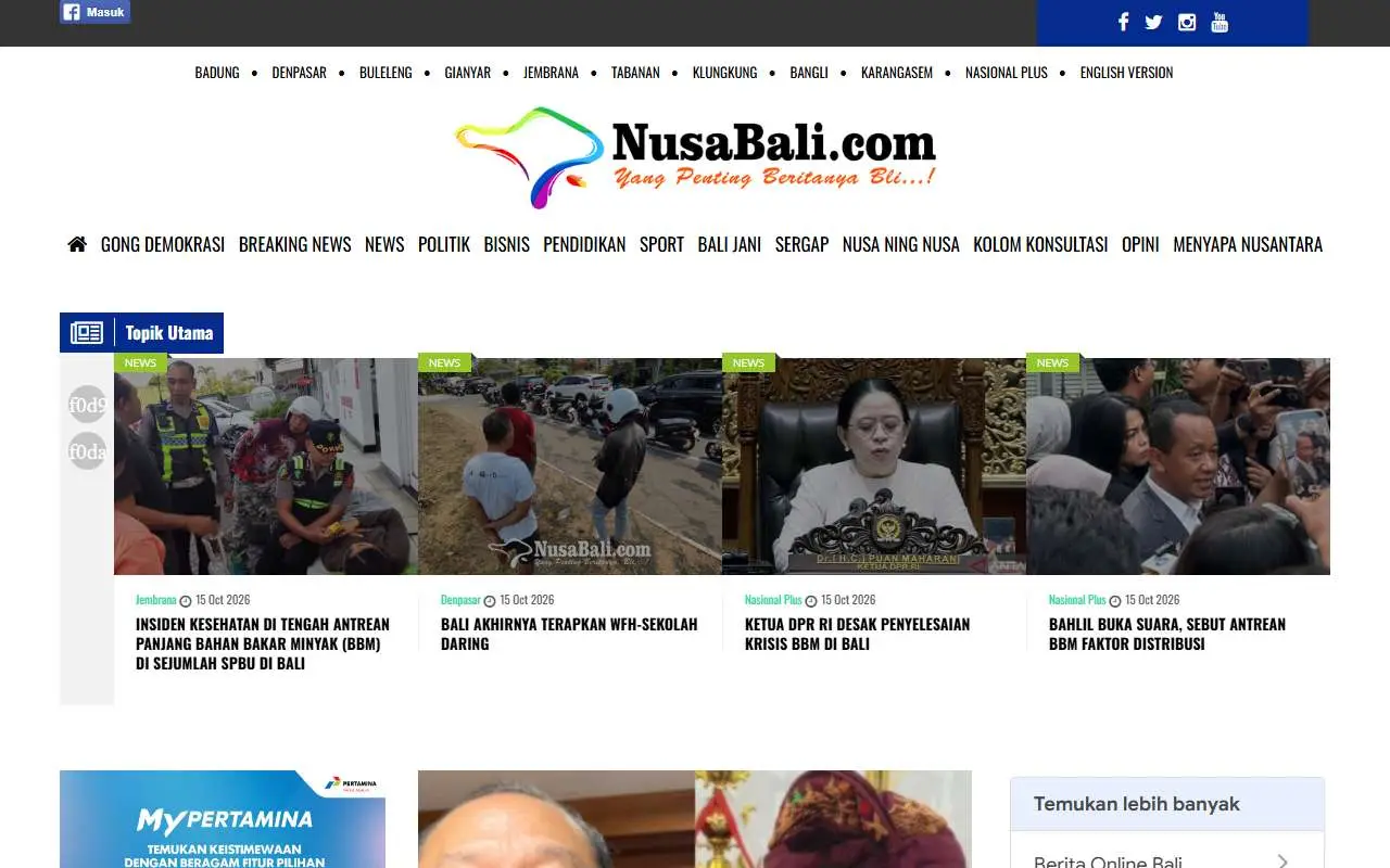 Tampilan website resmi NusaBali (nusabali.com)