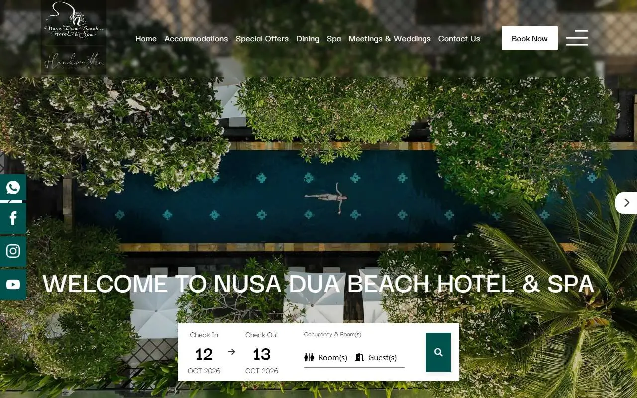 Tampilan website resmi Nusa Dua Beach Hotel & Spa (nusaduahotel.com)