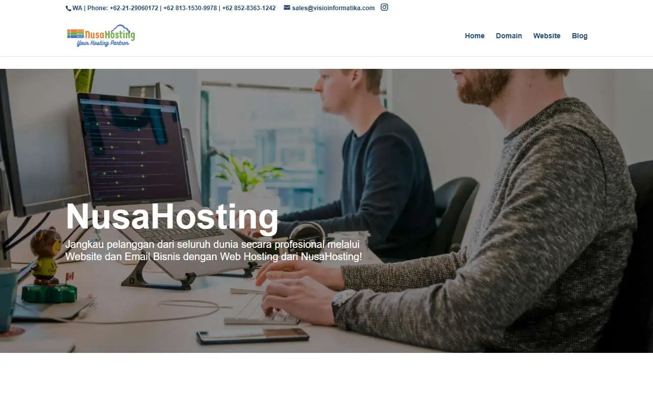 Tampilan website resmi Nusa Hosting (nusahosting.com)
