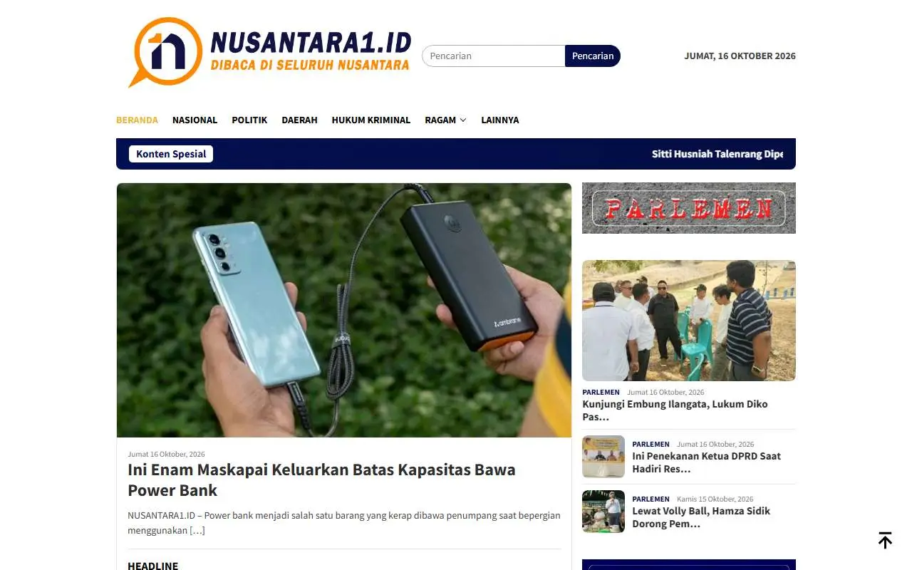 Tampilan website resmi Nusantara1 (nusantara1.id)