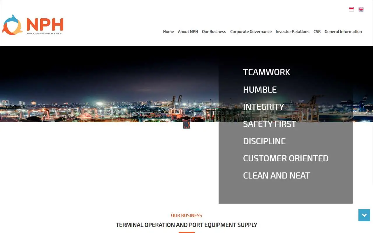 Tampilan website resmi Nusantara Pelabuhan Handal (nusantaraport.id)