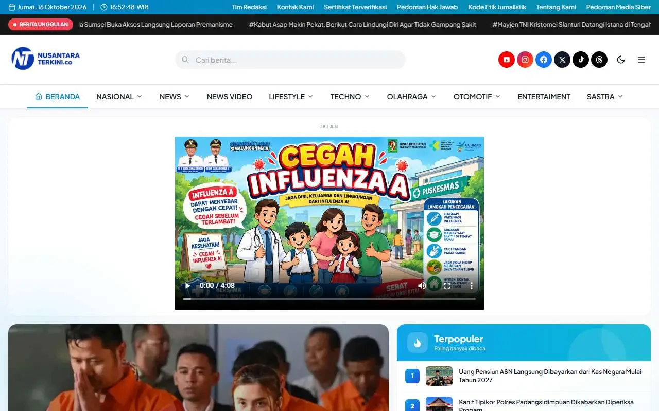 Tampilan website resmi Nusantaraterkini.co (nusantaraterkini.co)