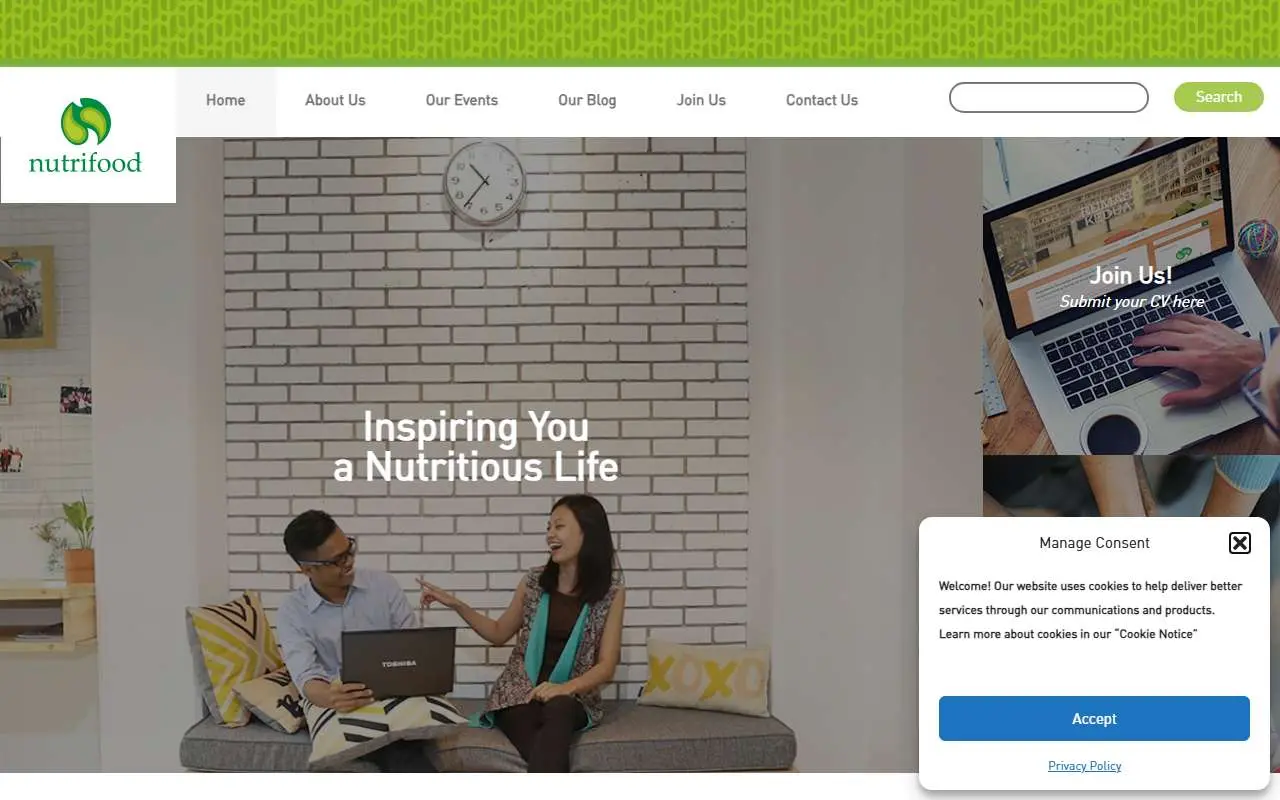 Tampilan website resmi Nutrifood (nutrifood.co.id)