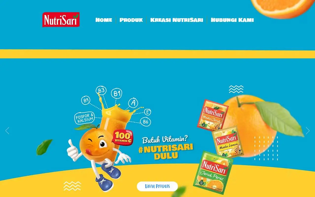 Tampilan website resmi NutriSari (nutrisari.co.id)