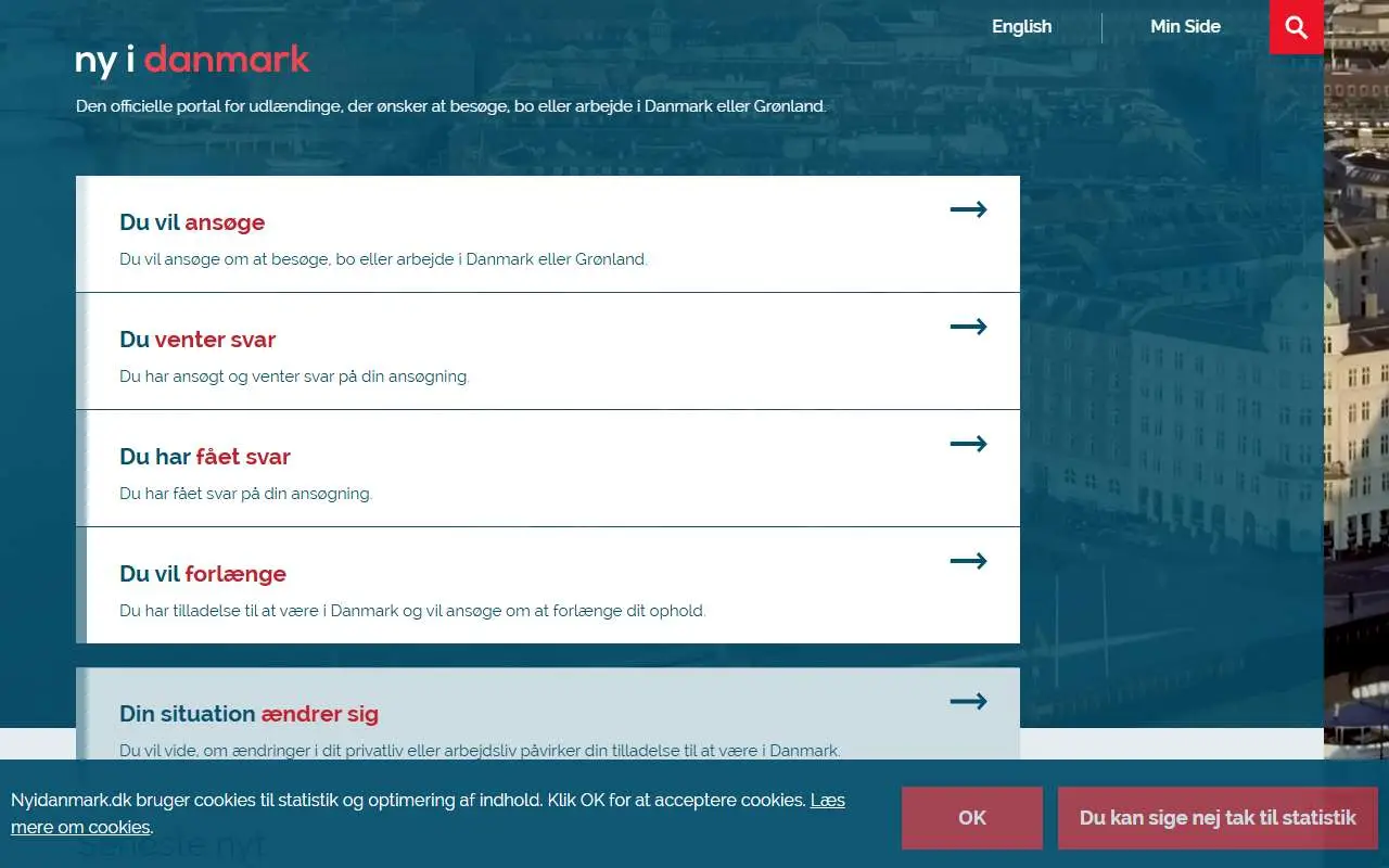 Tampilan website resmi New to Denmark (nyidanmark.dk)