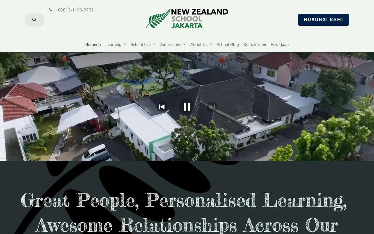 Tampilan website resmi New Zealand School Jakarta (nzsj.sch.id)