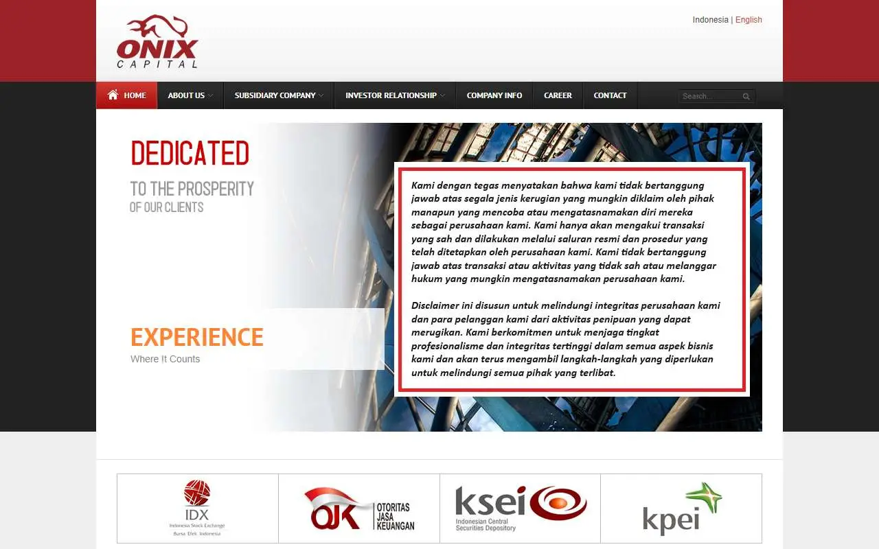 Tampilan website resmi Onix Capital (ocap.co.id)