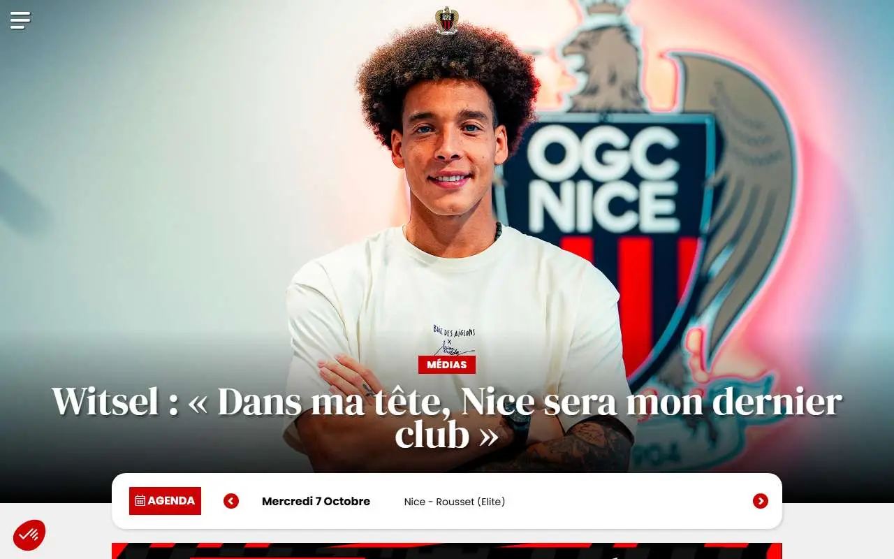 Tampilan website resmi OGC Nice (ogcnice.com)