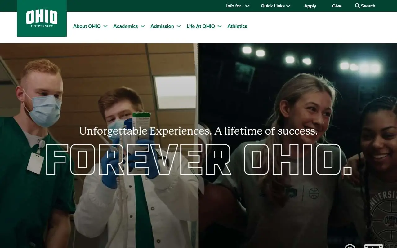 Tampilan website resmi Universitas Ohio (ohio.edu)