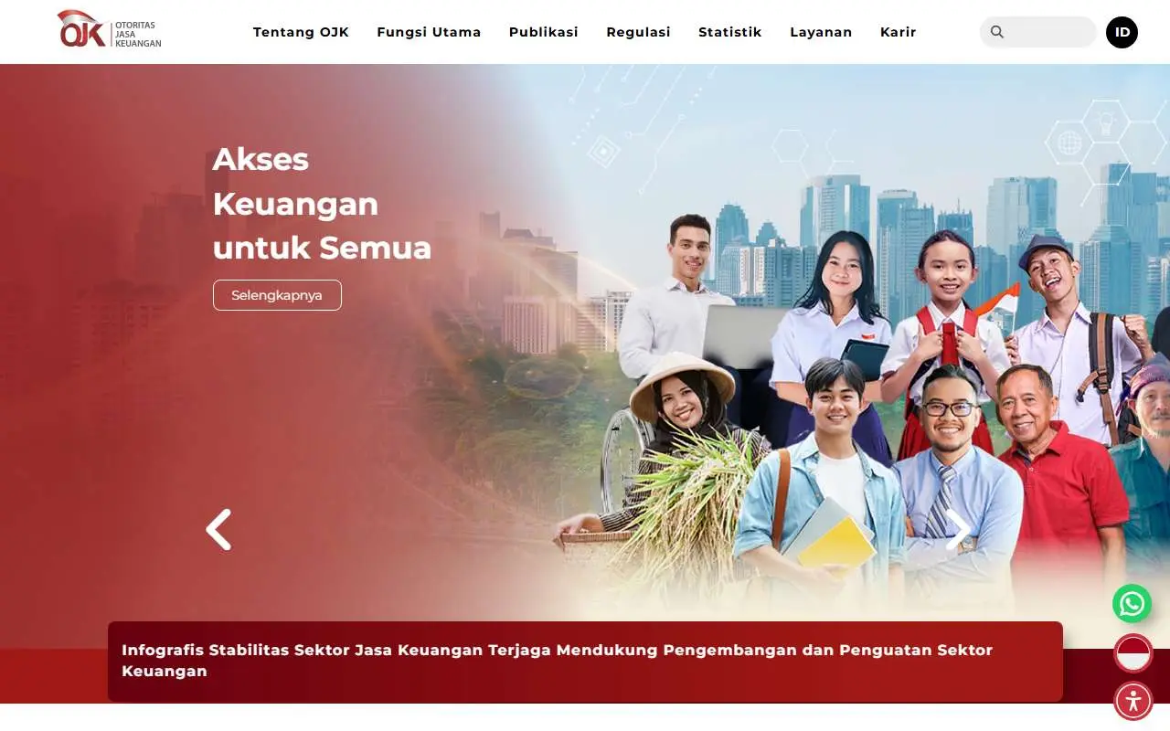 Tampilan website resmi Otoritas Jasa Keuangan (ojk.go.id)