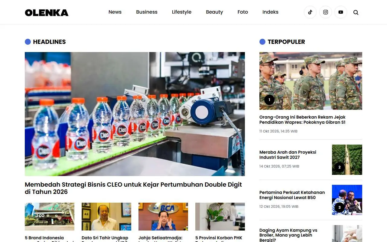 Tampilan website resmi Olenka (olenka.id)
