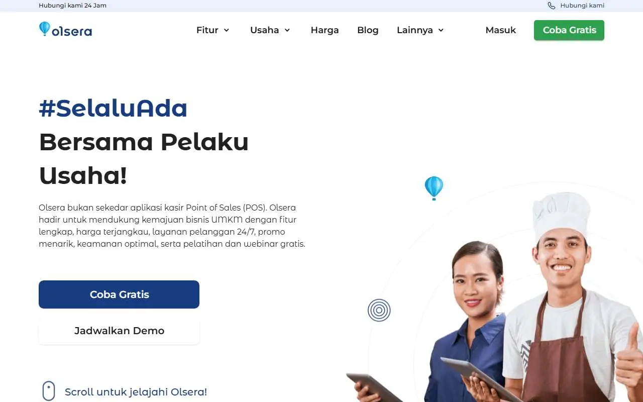 Tampilan website resmi Olsera (olsera.com)