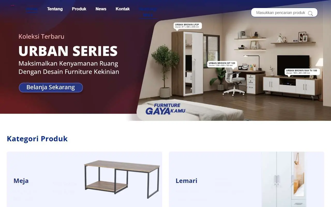 Tampilan website resmi Olympic Furniture (olympicfurniture.co.id)