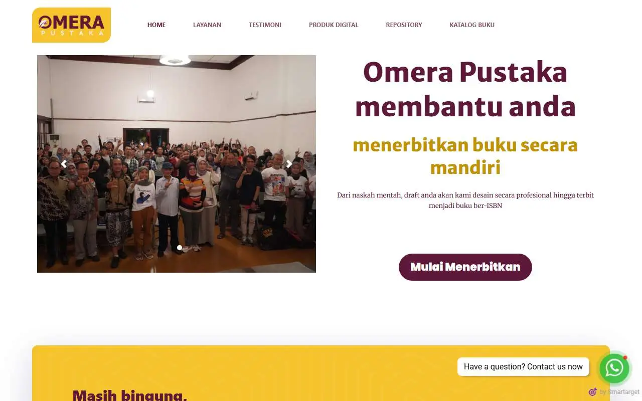 Tampilan website resmi Omera Pustaka (omerapustaka.com)