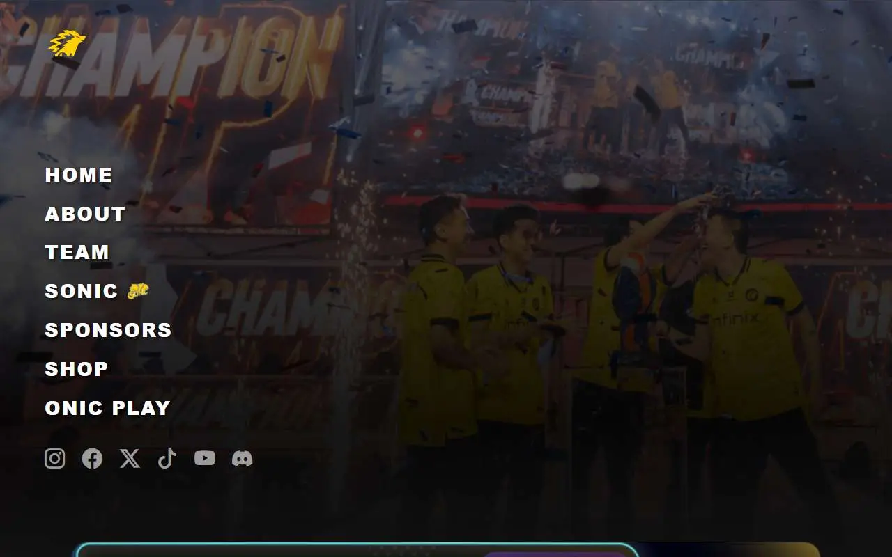 Tampilan website resmi ONIC Esports (onic.gg)