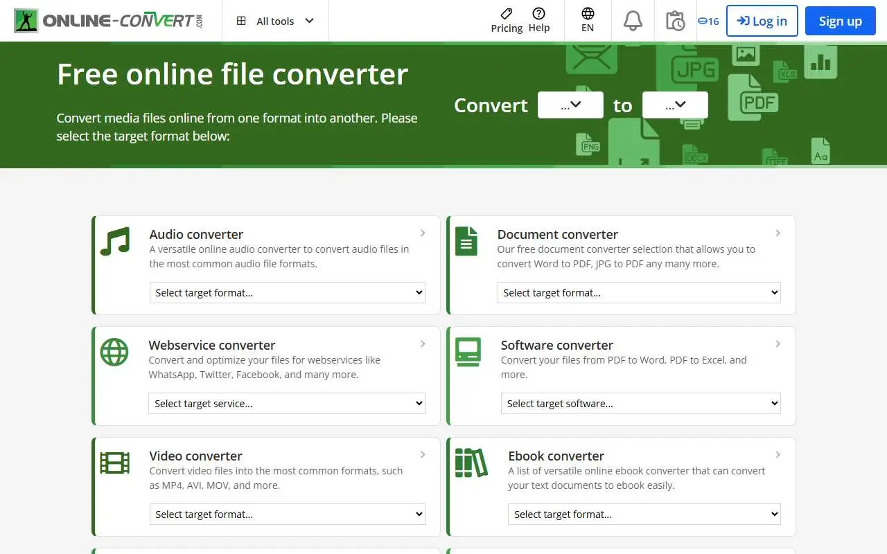 Tampilan website resmi Online-Convert (online-convert.com)