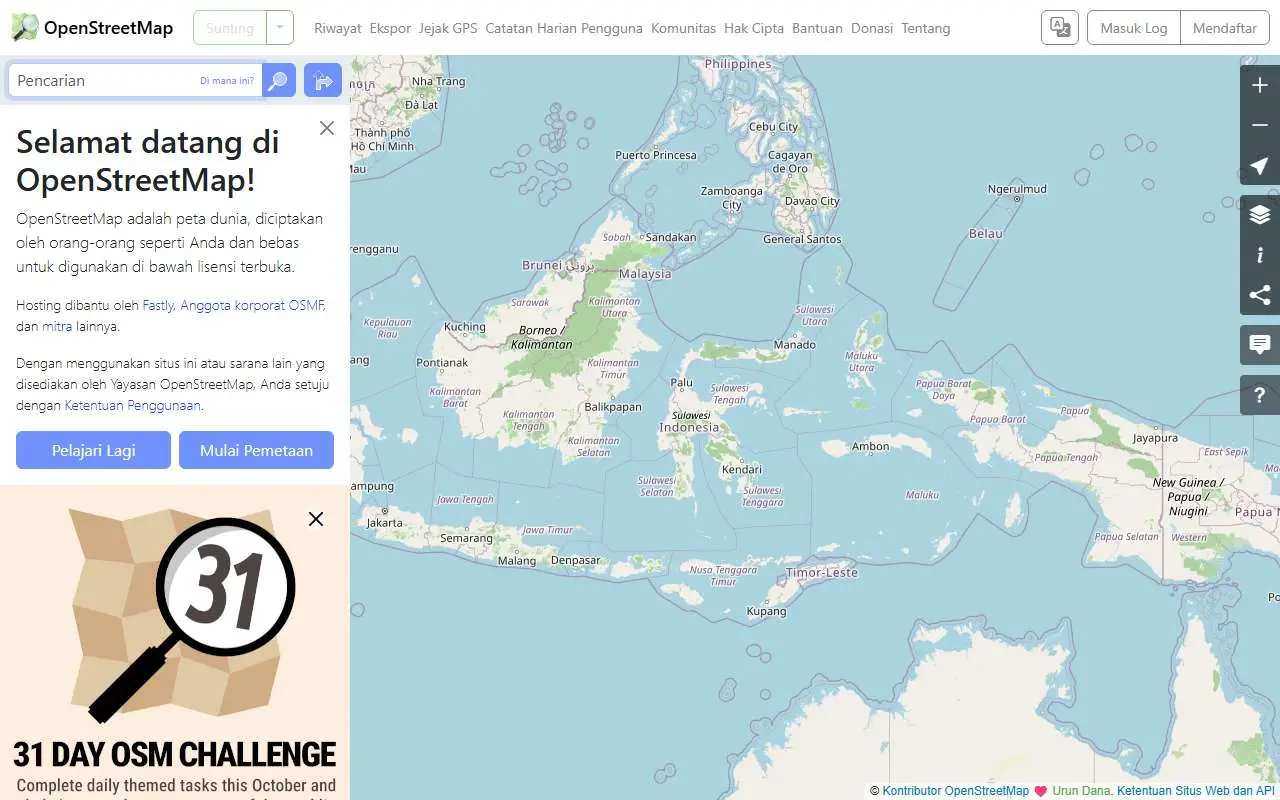 Tampilan website resmi OpenStreetMap (openstreetmap.org)