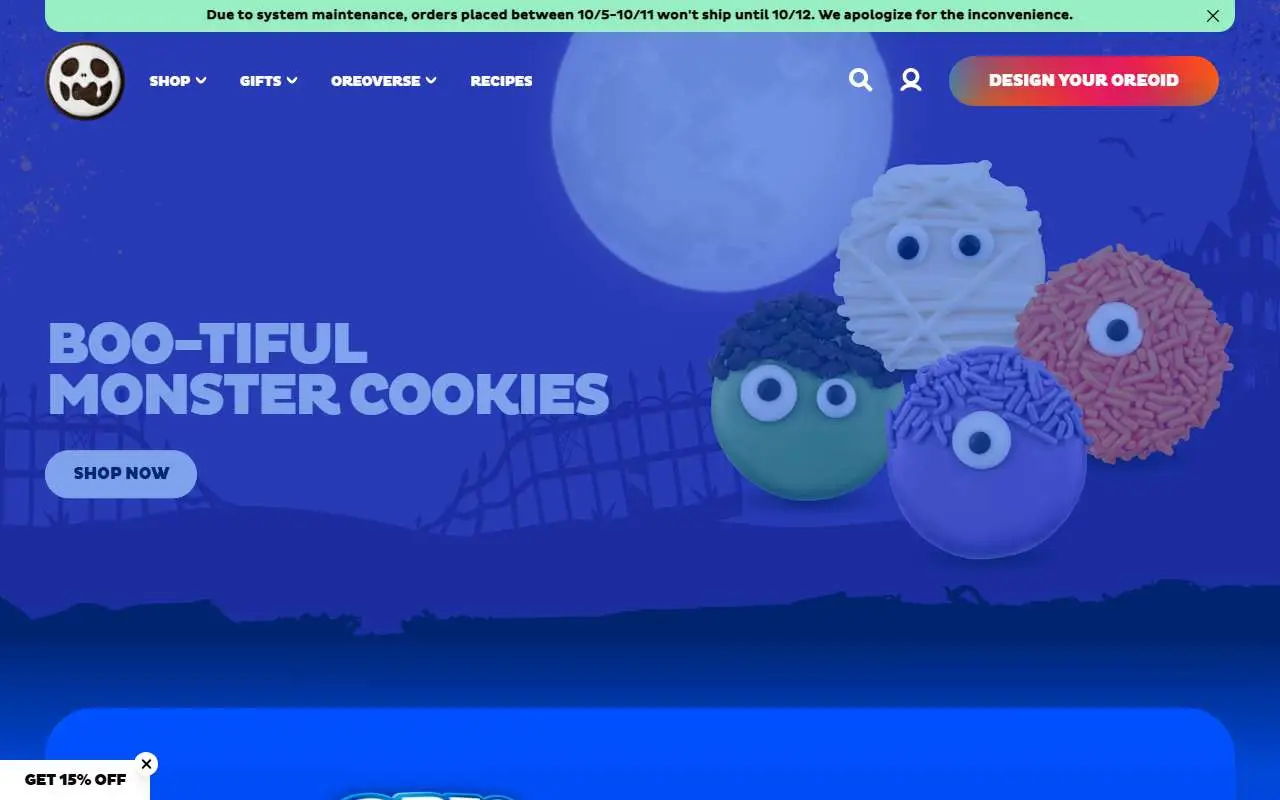 Tampilan website resmi Oreo (oreo.com)
