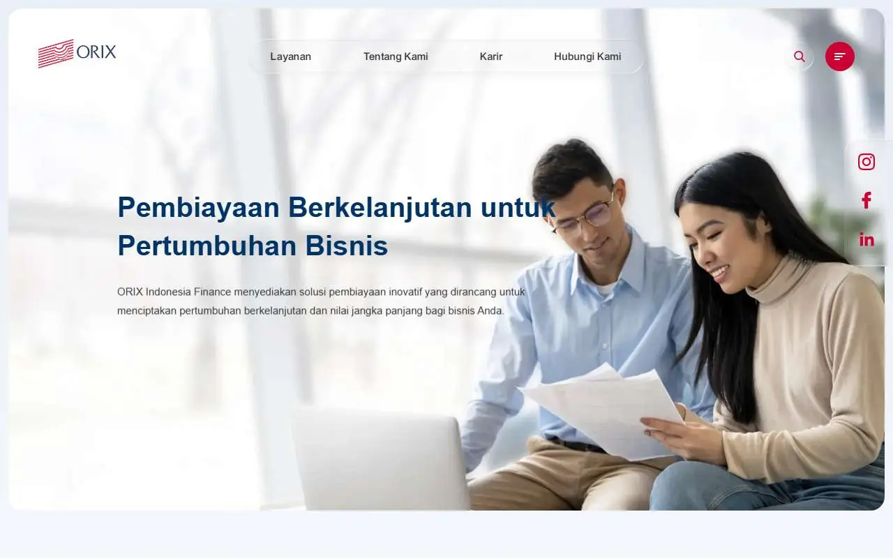 Tampilan website resmi ORIX Indonesia Finance (orix.co.id)