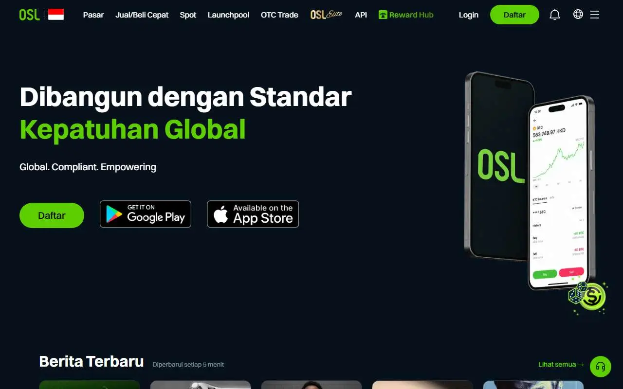 Tampilan website resmi OSL Indonesia (osl.com)