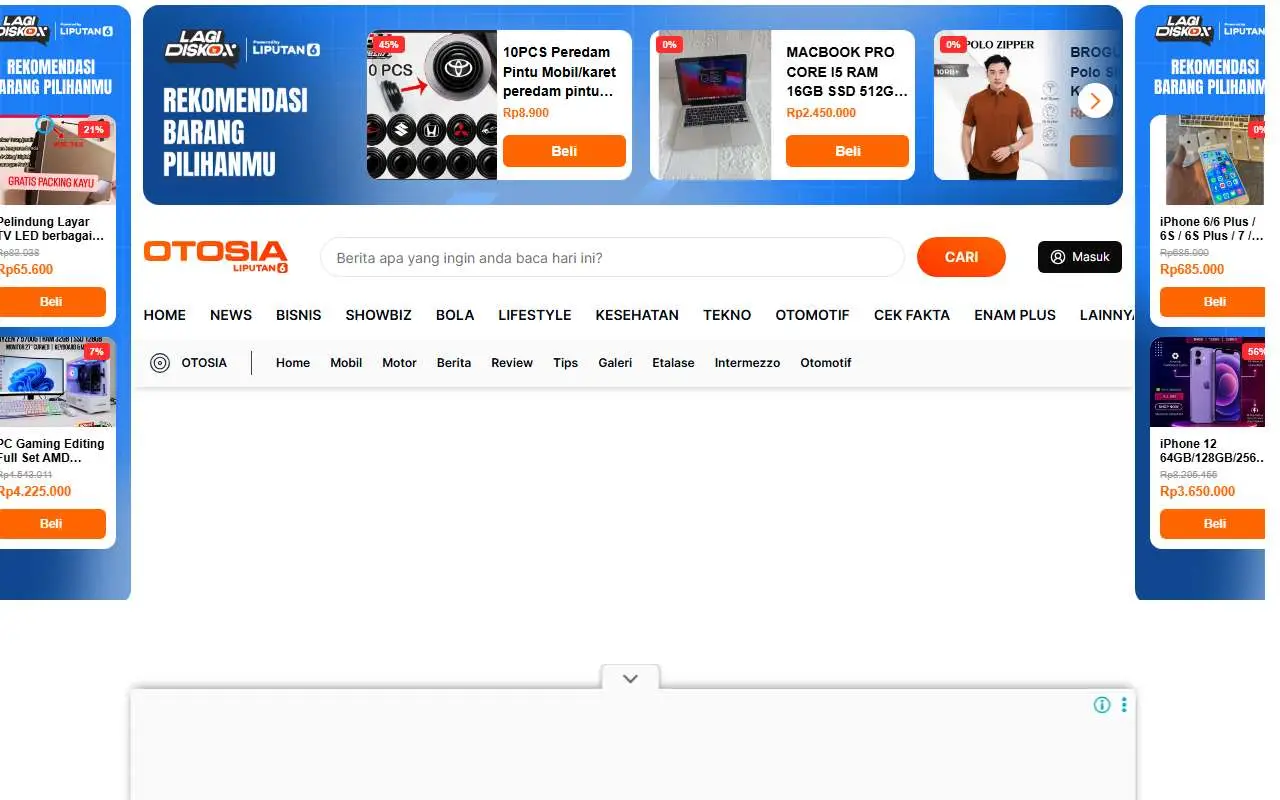 Tampilan website resmi Otosia (otosia.liputan6.com)