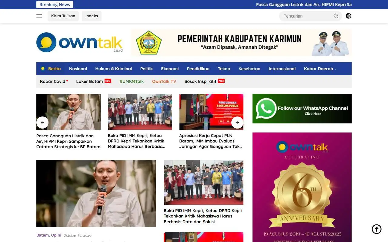 Tampilan website resmi Own Talk (owntalk.co.id)