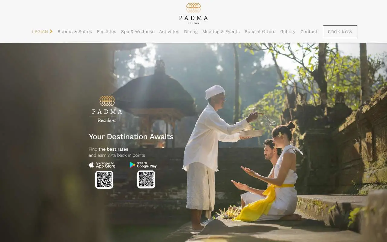 Tampilan website resmi Bali Padma Hotel (padmaresortlegian.com)
