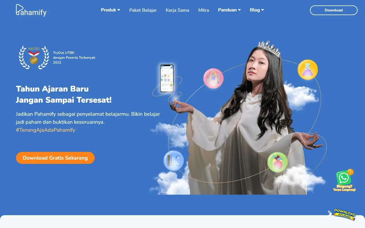 Tampilan website resmi Pahamify (pahamify.com)