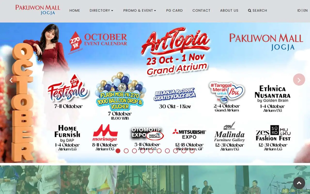 Tampilan website resmi Pakuwon Mall Jogja (pakuwonmalljogja.com)