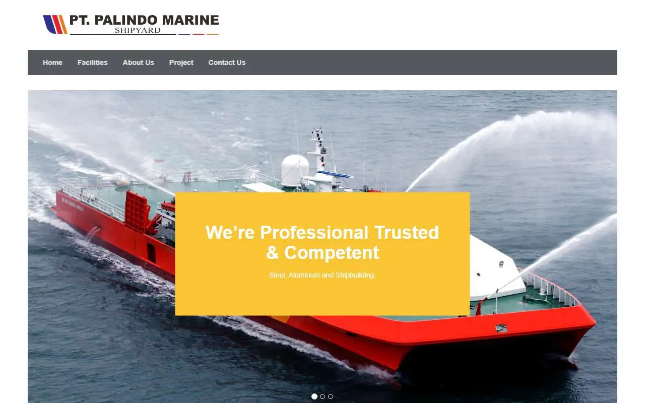 Tampilan website resmi PT Palindo Marine (palindomarine.co.id)