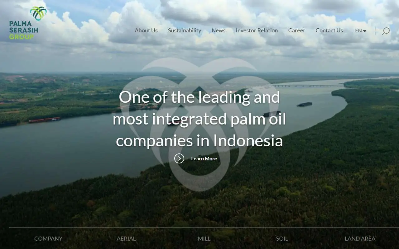 Tampilan website resmi Palma Serasih (palmaserasih.co.id)