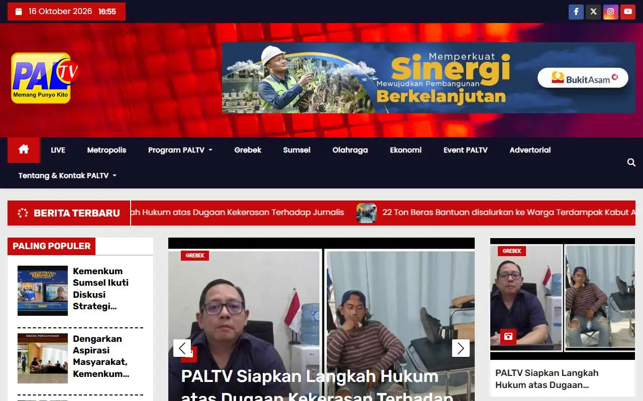 Tampilan website resmi PAL TV (paltv.co.id)