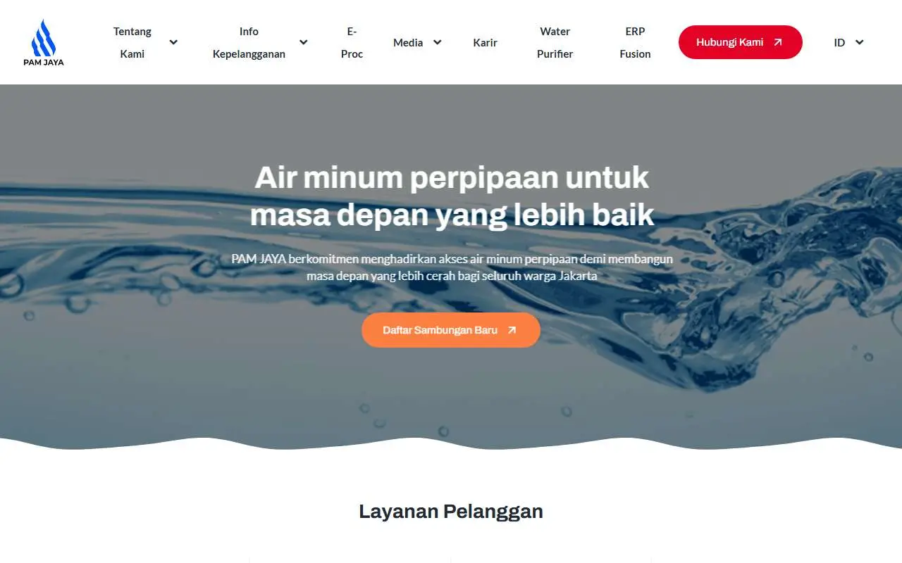 Tampilan website resmi PAM Jaya (pamjaya.co.id)
